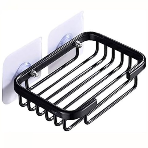 Other - Bathroom Soap Aluminium Adhesive Shower Dish Sponge Holder Black